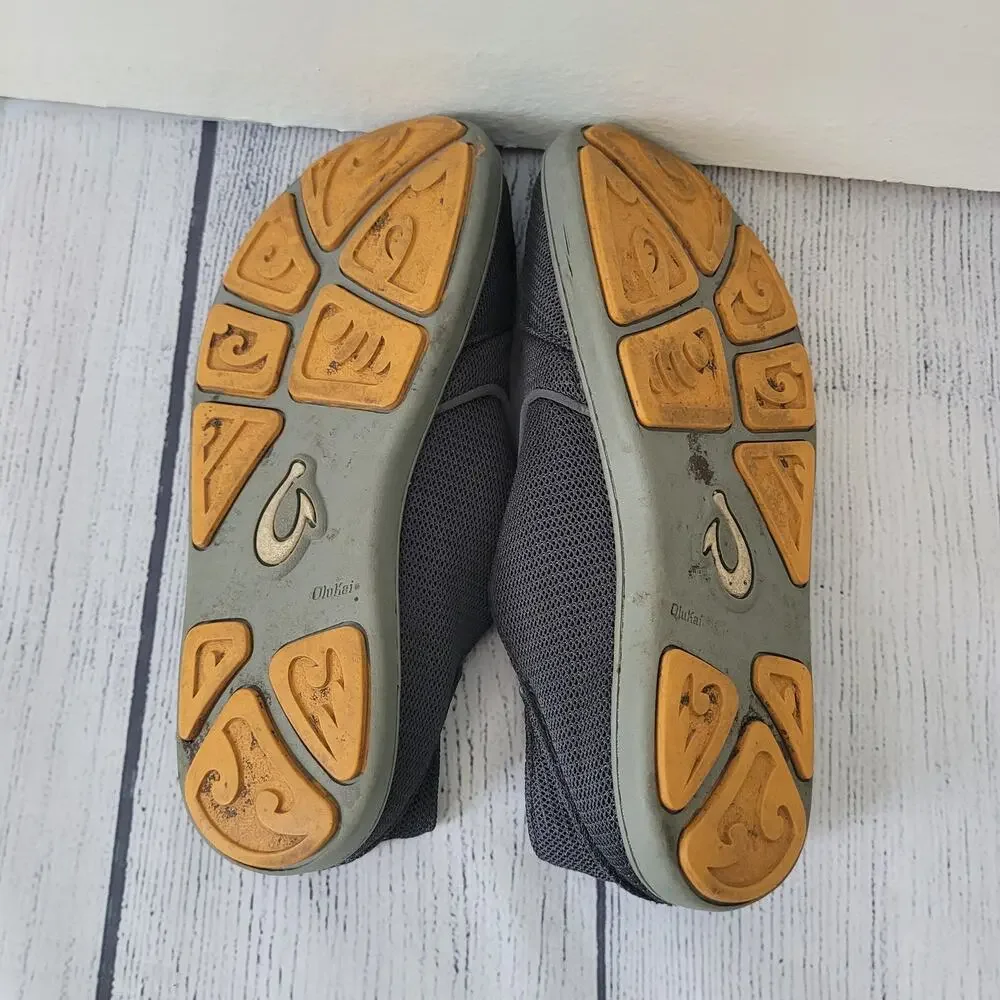 OluKai Size 8	Nohea Mesh Men's Slip On Sneakers Lightweight Breathable‎ Gray